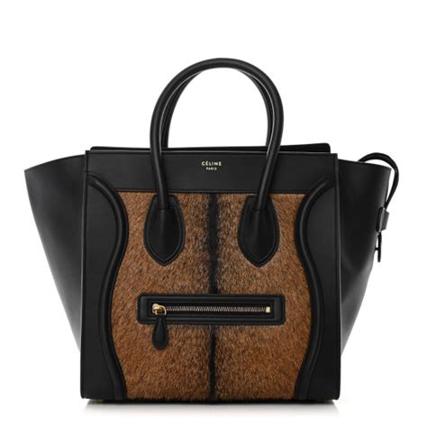 celine goat fur bag|CELINE Smooth Calfskin Goat Fur Mini Luggage Brown.